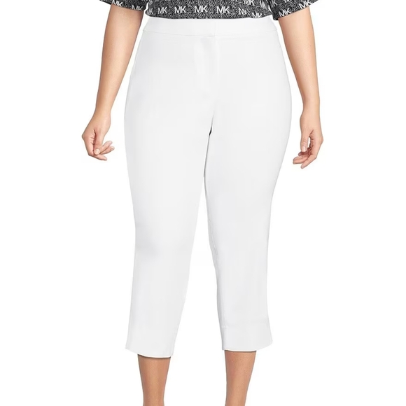 MICHAEL Michael Kors Plus Size Women Stretch Straight Leg Slit Hem Capri Size 22 - Picture 1 of 4